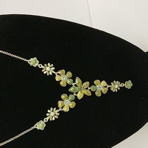 Green Sparkle Flower Y2K Necklace Claire's 90's Cute AF
